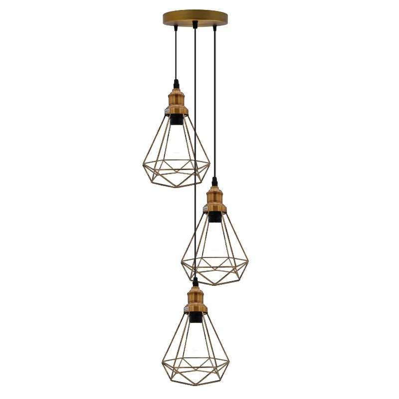 Vintage Deckenabhänger,Wandleuchte Diamant Drahtkäfig~3177
