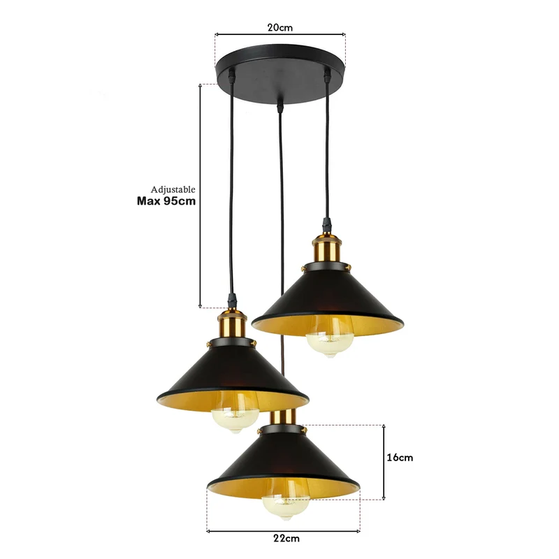 All Seasons Life Industrielampe 3 flammig Pendelleuchte I Ø22cm Deckenleuchte ~3026