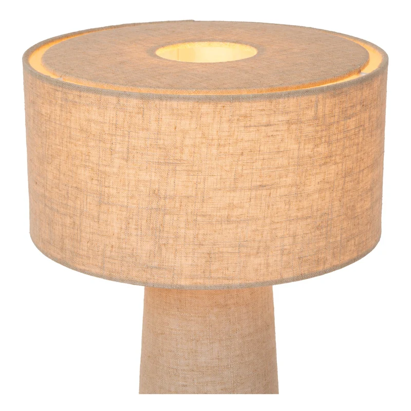 Tischleuchte Leeroy 1-flammig mit Leinenschirm Taupe 30cm