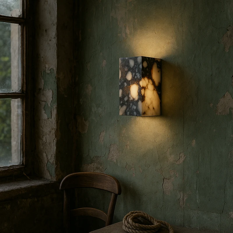 Marmeren Wandlamp Kubus G9 LED Natuursteen Hal Slaapkamer Woonkamer Verlichting Modern Design Interieur | Sansoti