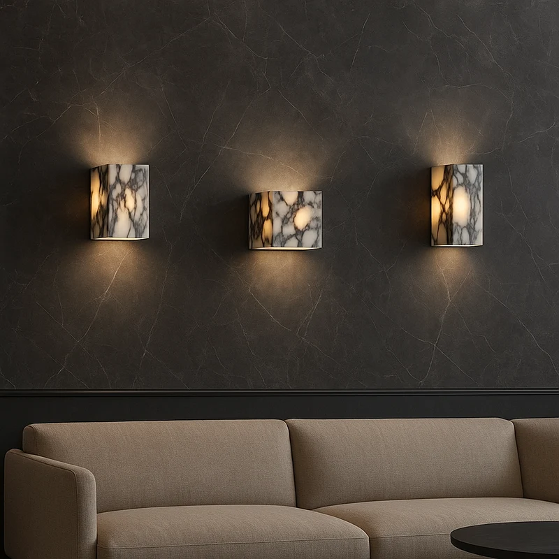 Marmeren Wandlamp Kubus G9 LED Natuursteen Hal Slaapkamer Woonkamer Verlichting Modern Design Interieur | Sansoti