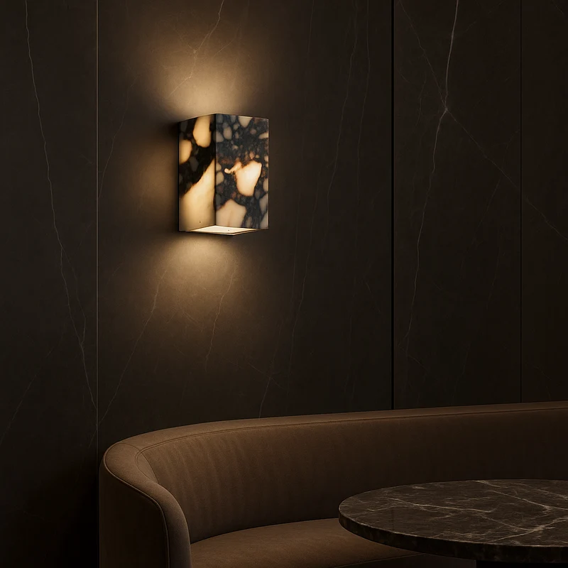 Marmeren Wandlamp Kubus G9 LED Natuursteen Hal Slaapkamer Woonkamer Verlichting Modern Design Interieur | Sansoti