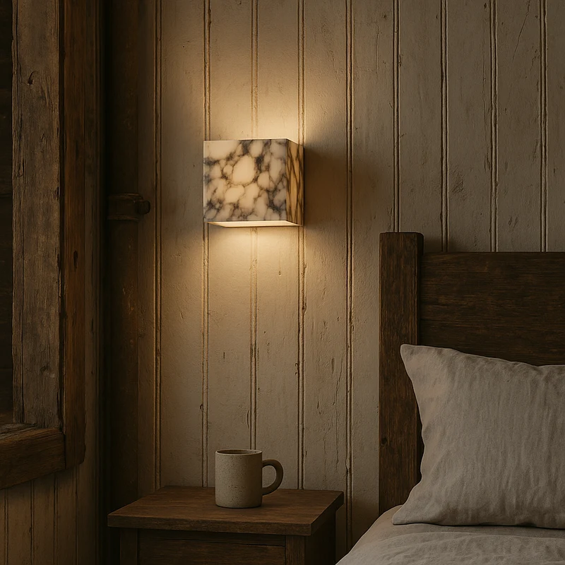 Marmeren Wandlamp Kubus G9 LED Natuursteen Hal Slaapkamer Woonkamer Verlichting Modern Design Interieur | Sansoti