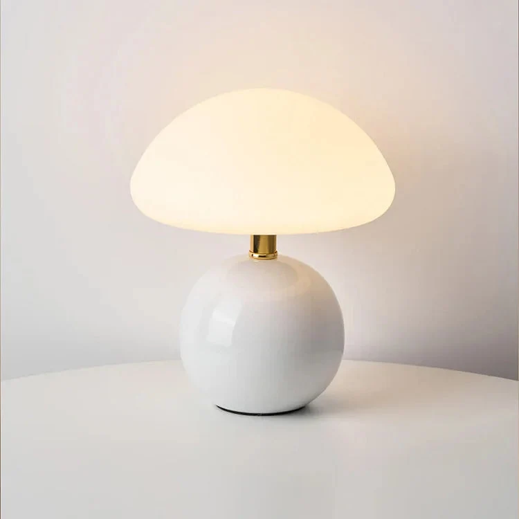 Keramische Paddenstoel Tafellamp Crème LED Verstelbaar Dimbaar Sfeerverlichting Slaapkamer Bedlampje | Sansoti