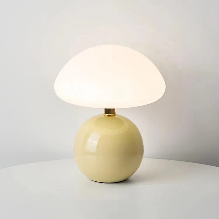 Keramische Paddenstoel Tafellamp Crème LED Verstelbaar Dimbaar Sfeerverlichting Slaapkamer Bedlampje | Sansoti