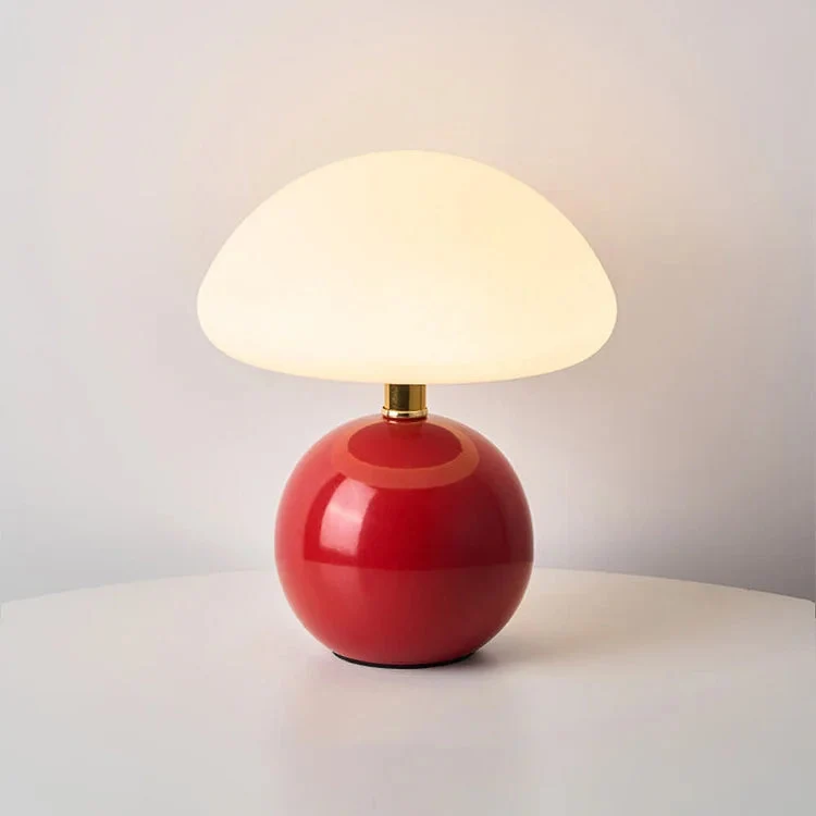 Keramische Paddenstoel Tafellamp Crème LED Verstelbaar Dimbaar Sfeerverlichting Slaapkamer Bedlampje | Sansoti