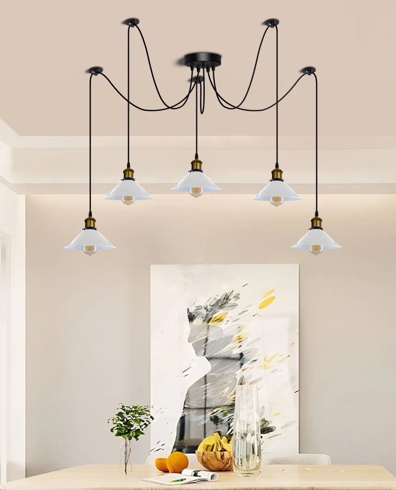 Vintage 5-Kopf Spinnenlampe E27 Deckenleuchte Wohnzimmer