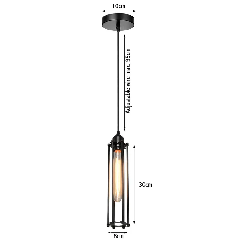 Industrie Pendelleuchte Schwarz Zylinder Käfig E27 ~3167