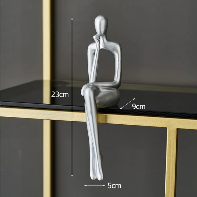 Zittende Abstracte Hars Sculptuur Figuur Modern Kunstobject Decoratief | Sansoti