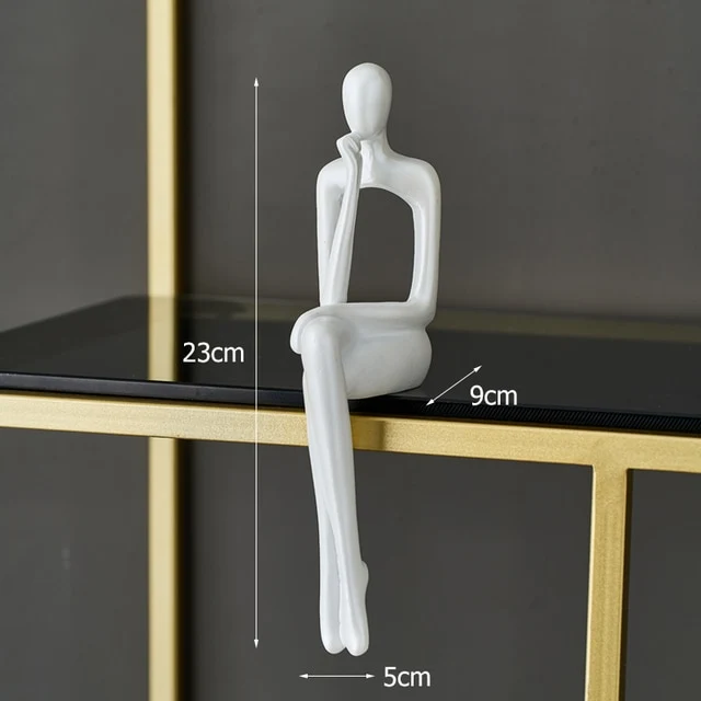 Zittende Abstracte Hars Sculptuur Figuur Modern Kunstobject Decoratief | Sansoti