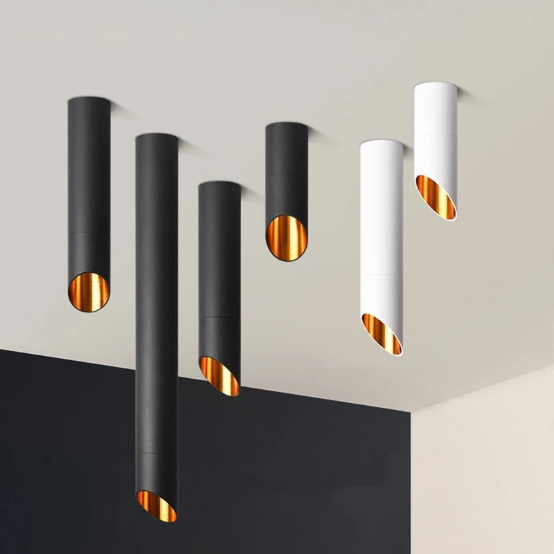 Opbouw Plafondspot Cilinder Design Koper LED 20-50cm Zwart Wit Warm Koud Licht Modern Tube Verlichting | Sansoti