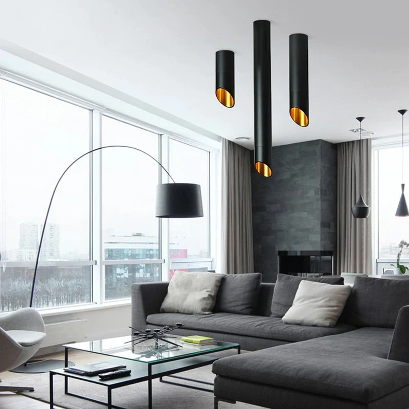 Opbouw Plafondspot Cilinder Design Koper LED 20-50cm Zwart Wit Warm Koud Licht Modern Tube Verlichting | Sansoti