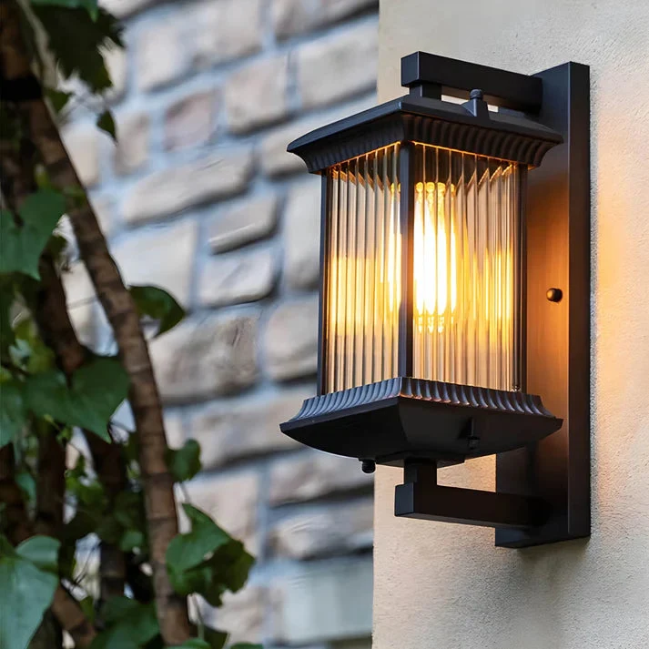 Wandlantaarn Geribbeld Glas Koffiekleur E27 Fitting Buitenverlichting Weerbestendig IP54 Tuinlamp Gevellamp | Sansoti