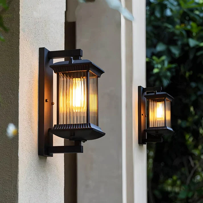 Wandlantaarn Geribbeld Glas Koffiekleur E27 Fitting Buitenverlichting Weerbestendig IP54 Tuinlamp Gevellamp | Sansoti