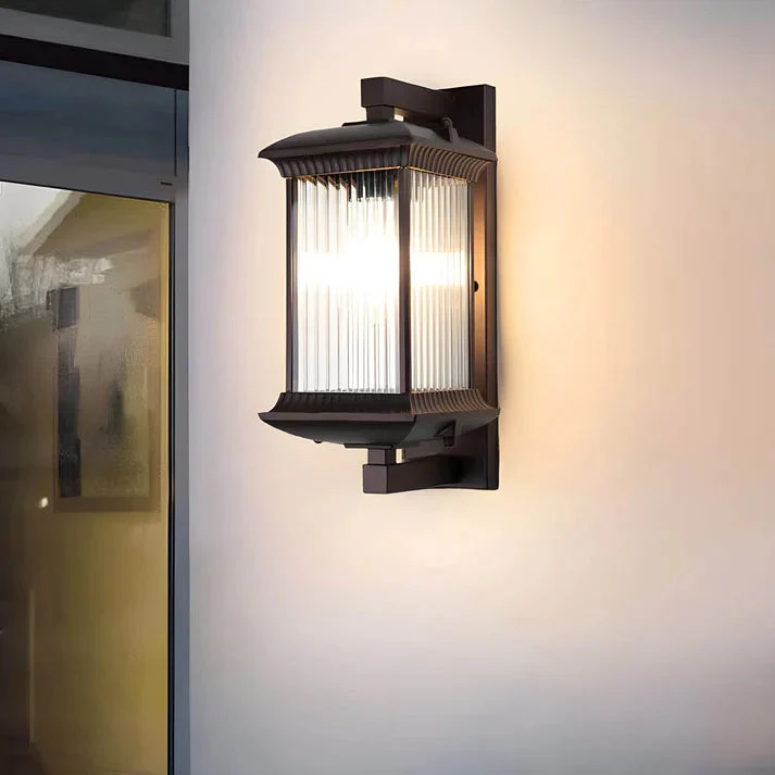 Wandlantaarn Geribbeld Glas Koffiekleur E27 Fitting Buitenverlichting Weerbestendig IP54 Tuinlamp Gevellamp | Sansoti