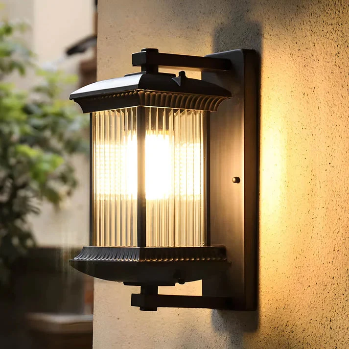 Wandlantaarn Geribbeld Glas Koffiekleur E27 Fitting Buitenverlichting Weerbestendig IP54 Tuinlamp Gevellamp | Sansoti