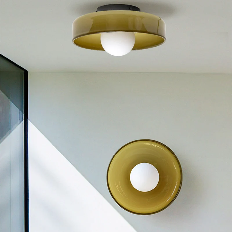 Glazen Plafondlamp Rond Gekleurde Bol 25cm 35cm G9 Fitting Hal Slaapkamer Woonruimte Verlichtingslamp | Sansoti