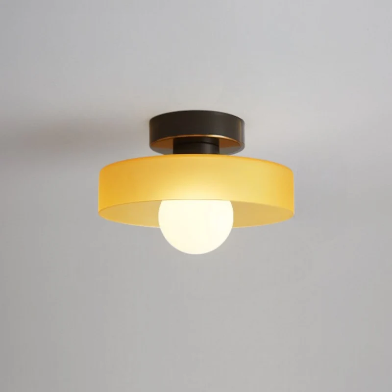 Plafondlamp Messing & Glas Ø24cm Flush Mount Design Hal Slaapkamer Eetkamer Verlichting Stijlvol Elegant | Sansoti