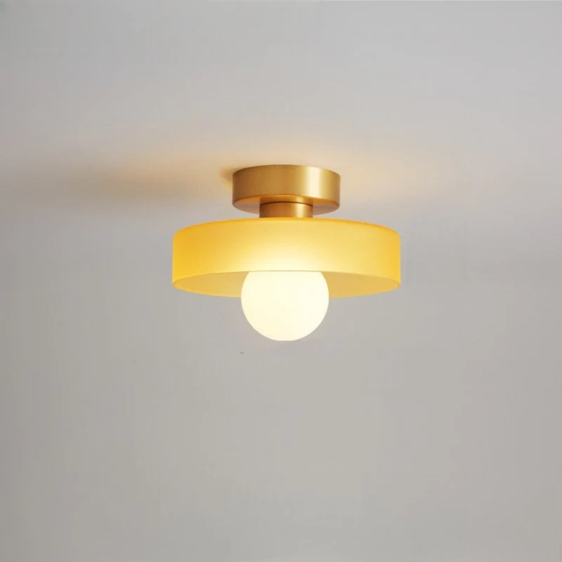 Plafondlamp Messing & Glas Ø24cm Flush Mount Design Hal Slaapkamer Eetkamer Verlichting Stijlvol Elegant | Sansoti