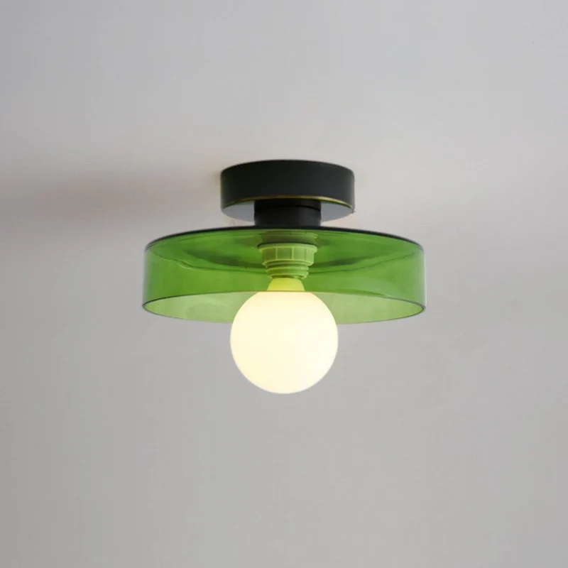 Plafondlamp Messing & Glas Ø24cm Flush Mount Design Hal Slaapkamer Eetkamer Verlichting Stijlvol Elegant | Sansoti