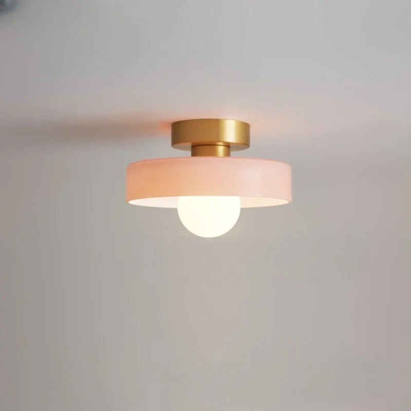 Plafondlamp Messing & Glas Ø24cm Flush Mount Design Hal Slaapkamer Eetkamer Verlichting Stijlvol Elegant | Sansoti