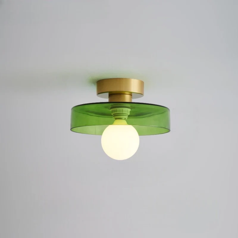 Plafondlamp Messing & Glas Ø24cm Flush Mount Design Hal Slaapkamer Eetkamer Verlichting Stijlvol Elegant | Sansoti