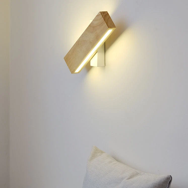 Draaibare LED Wandlamp Hout en Aluminium 360° - Minimalistische Verlichting Woonkamer Slaapkamer Leeshoek | Sansoti