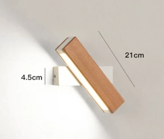 Draaibare LED Wandlamp Hout en Aluminium 360° - Minimalistische Verlichting Woonkamer Slaapkamer Leeshoek | Sansoti