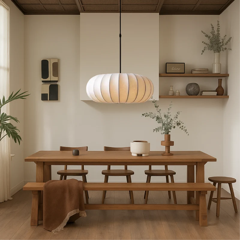 Zijden Hanglamp Handgemaakt E27 Verstelbare Kabel Eetkamer Bartafel Minimalistische Verlichting 30-60cm | Sansoti