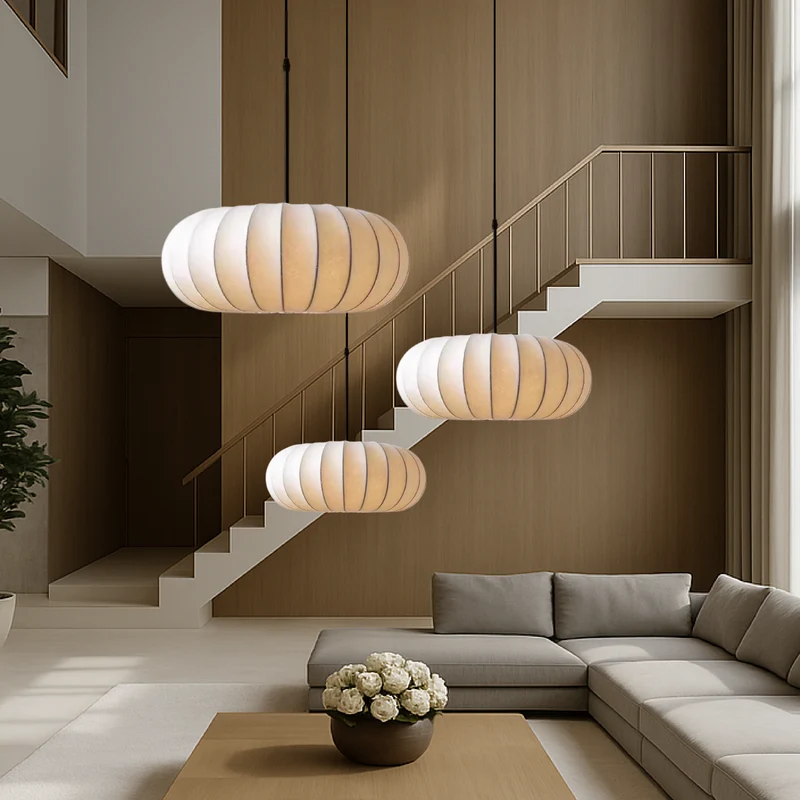 Zijden Hanglamp Handgemaakt E27 Verstelbare Kabel Eetkamer Bartafel Minimalistische Verlichting 30-60cm | Sansoti