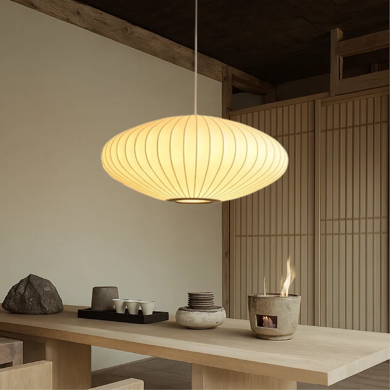 Hanglamp Zijden Kap 30-70cm Eettafel Keuken Plafondlamp Sculptuur Design Zachte Sfeerverlichting Woonkamer | Sansoti