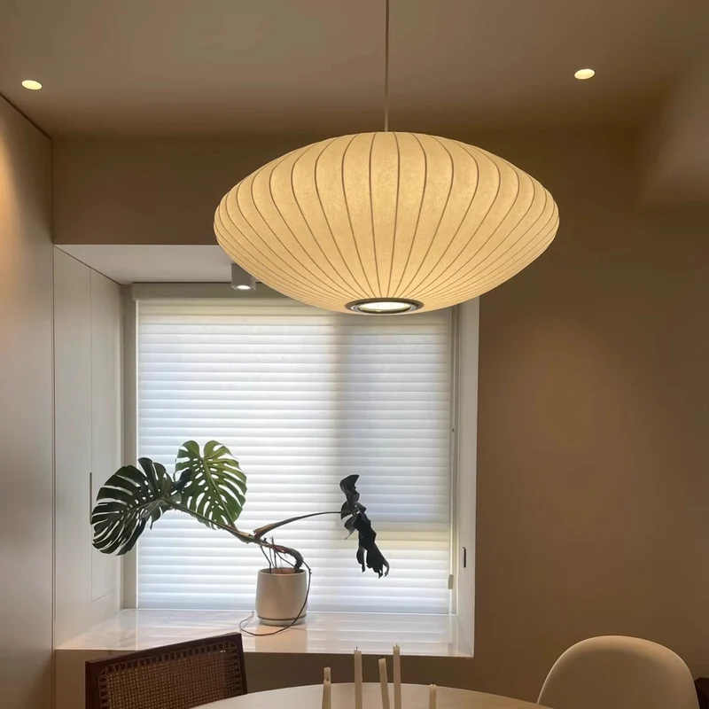Hanglamp Zijden Kap 30-70cm Eettafel Keuken Plafondlamp Sculptuur Design Zachte Sfeerverlichting Woonkamer | Sansoti