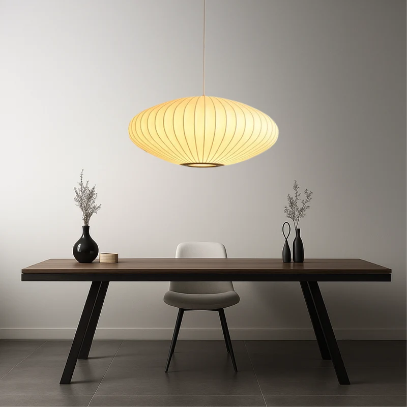 Hanglamp Zijden Kap 30-70cm Eettafel Keuken Plafondlamp Sculptuur Design Zachte Sfeerverlichting Woonkamer | Sansoti