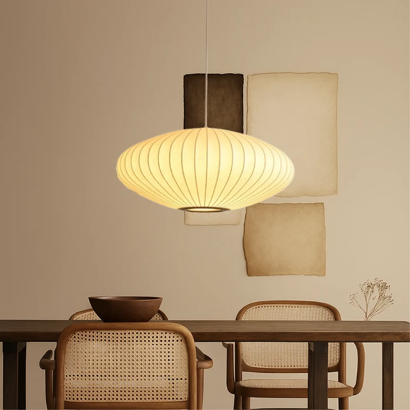 Hanglamp Zijden Kap 30-70cm Eettafel Keuken Plafondlamp Sculptuur Design Zachte Sfeerverlichting Woonkamer | Sansoti