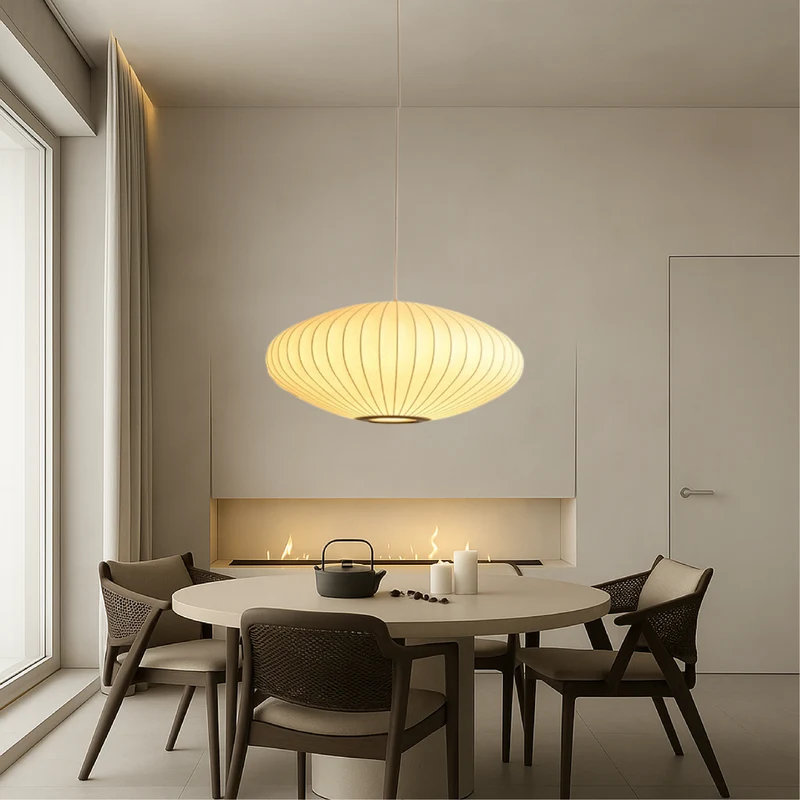 Hanglamp Zijden Kap 30-70cm Eettafel Keuken Plafondlamp Sculptuur Design Zachte Sfeerverlichting Woonkamer | Sansoti