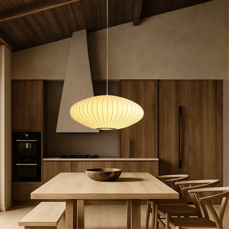 Hanglamp Zijden Kap 30-70cm Eettafel Keuken Plafondlamp Sculptuur Design Zachte Sfeerverlichting Woonkamer | Sansoti