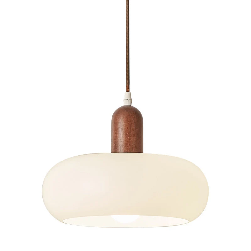 Hanglamp Crème Hout Glas Verstelbaar Snoer E27 Scandinavisch Design Eetkamer Bar Keuken Woonkamer Verlichting | Sansoti