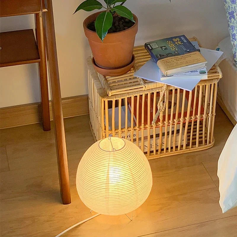 Japans Geïnspireerde Tafellamp Papier E14 Fitting Minimalistische Bureaulamp Sfeerlicht Woonkamer Zen Design | Sansoti