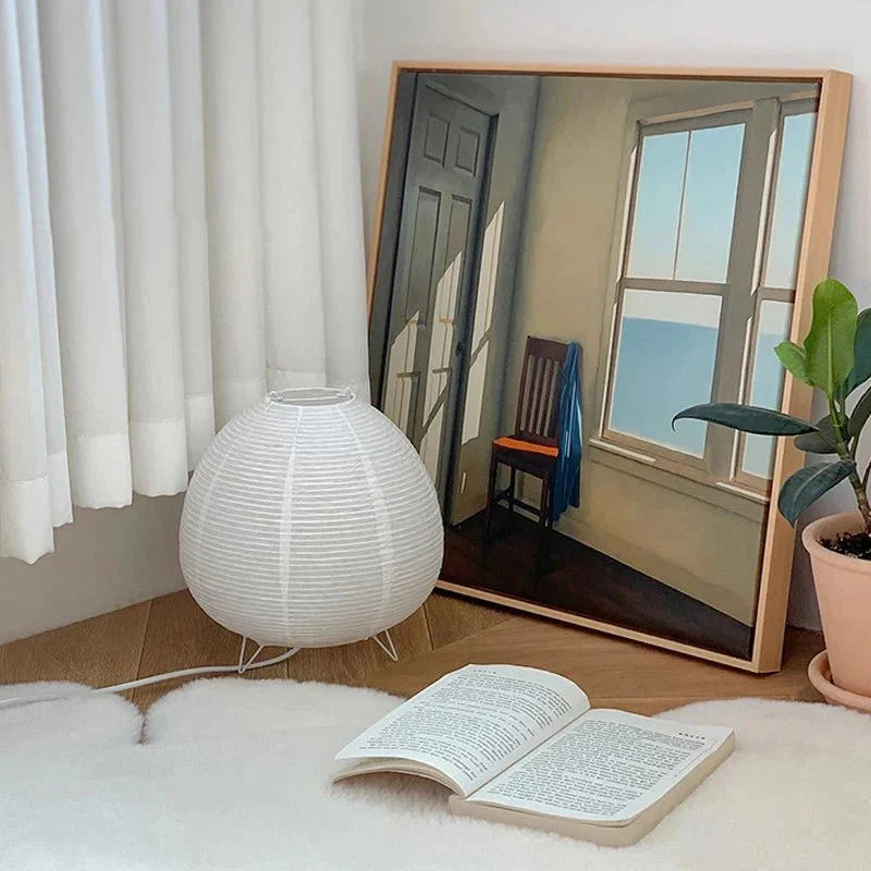 Japans Geïnspireerde Tafellamp Papier E14 Fitting Minimalistische Bureaulamp Sfeerlicht Woonkamer Zen Design | Sansoti