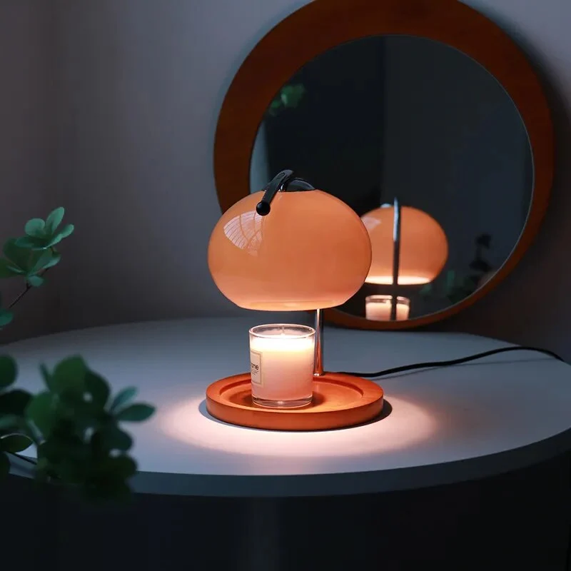 Glazen Kaarslamp met Dimfunctie Tafellamp Geurverspreider Retro Design Sfeerverlichting Woonkamer Slaapkamer | Sansoti