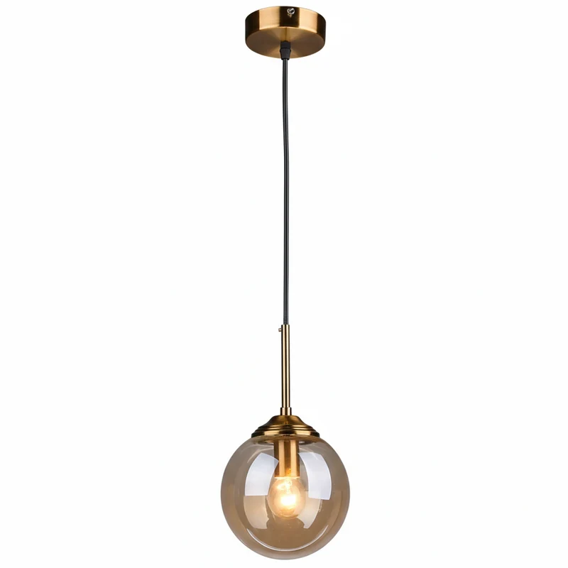 Glazen Hanglamp Modern Glas Metaal E27 Fitting Snoerpendel Verlichting Slaapkamer Woonkamer 15cm Diameter | Sansoti
