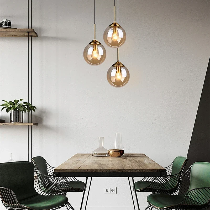 Glazen Hanglamp Modern Glas Metaal E27 Fitting Snoerpendel Verlichting Slaapkamer Woonkamer 15cm Diameter | Sansoti