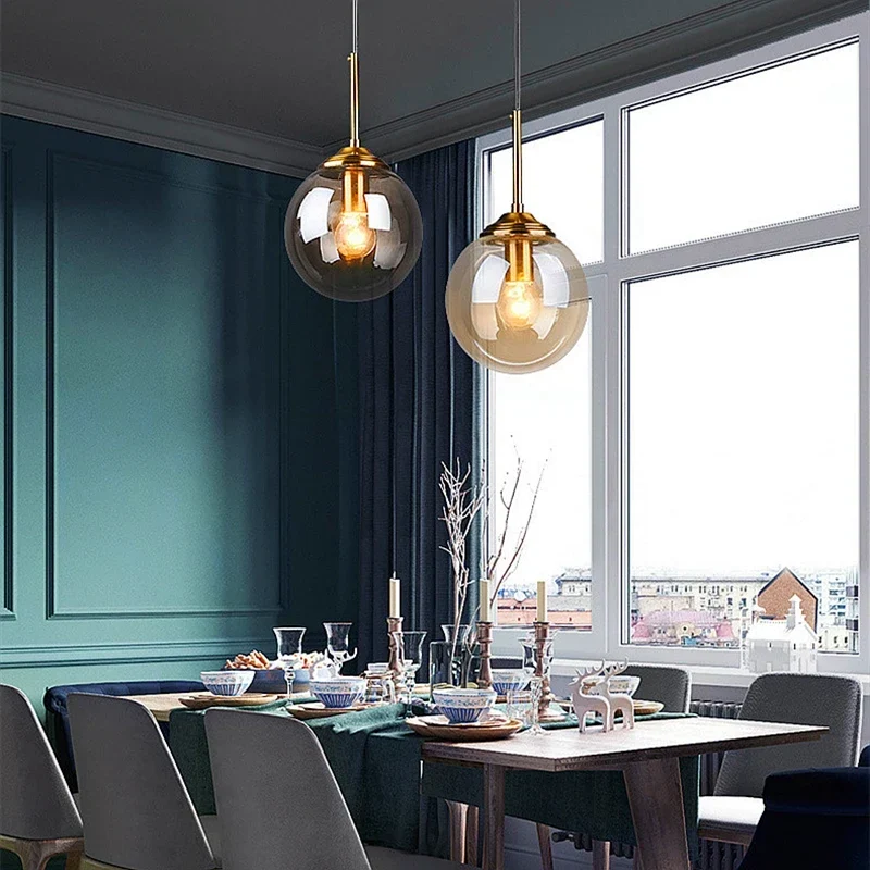 Glazen Hanglamp Modern Glas Metaal E27 Fitting Snoerpendel Verlichting Slaapkamer Woonkamer 15cm Diameter | Sansoti