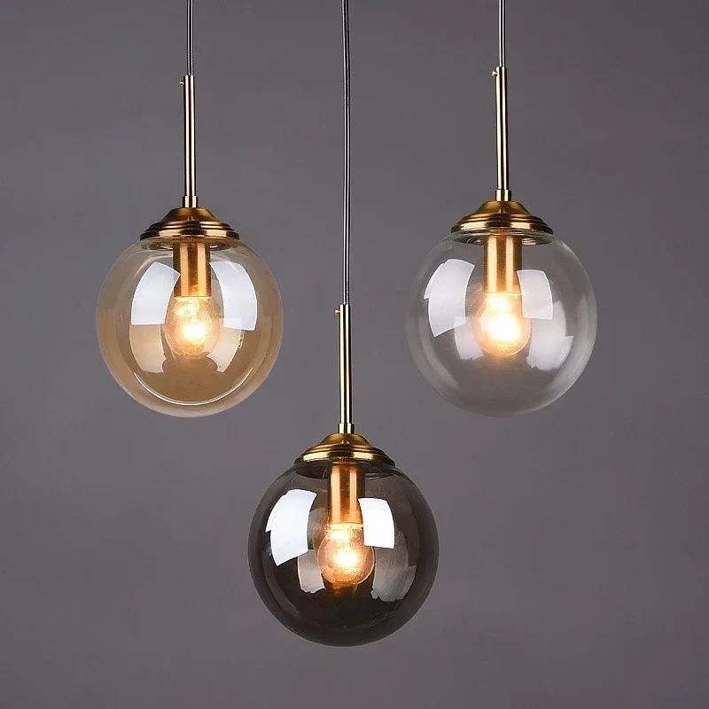 Glazen Hanglamp Modern Glas Metaal E27 Fitting Snoerpendel Verlichting Slaapkamer Woonkamer 15cm Diameter | Sansoti
