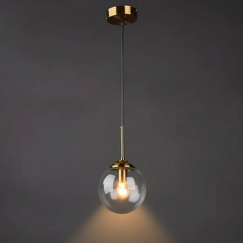 Glazen Hanglamp Modern Glas Metaal E27 Fitting Snoerpendel Verlichting Slaapkamer Woonkamer 15cm Diameter | Sansoti