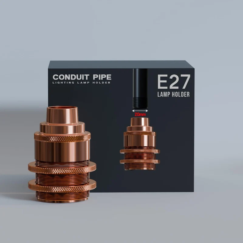 E27 Metall-Lampenfassung mit 20mm Gewinde Rohrleuchten ~3198