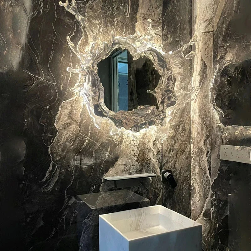 Wandlamp Spiegel met Golvend Watereffect Glas Goud Zilver LED Verlichting Badkamer Slaapkamer Gang Modern | Sansoti