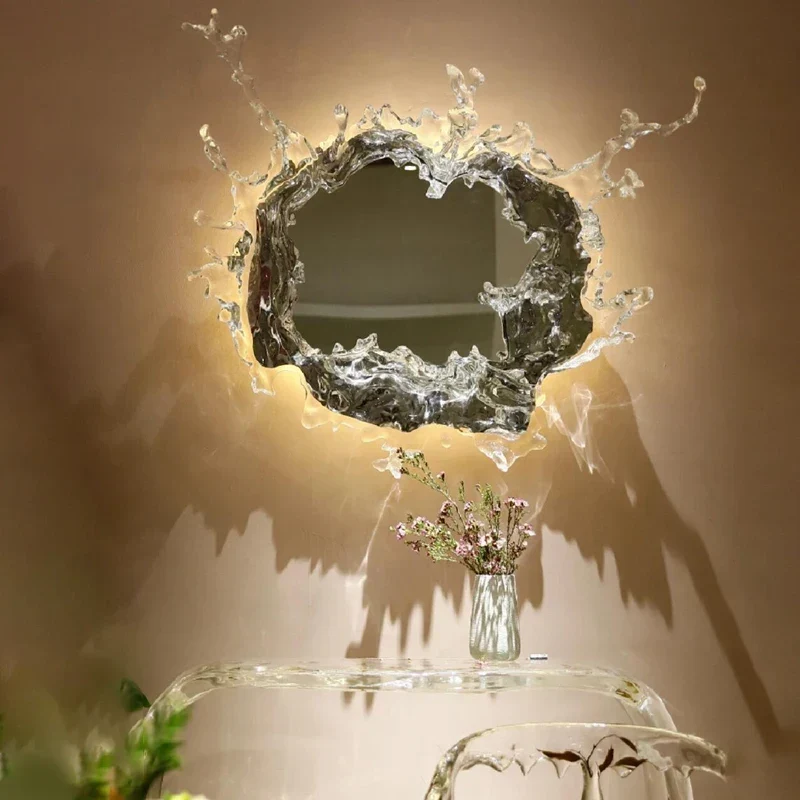Wandlamp Spiegel met Golvend Watereffect Glas Goud Zilver LED Verlichting Badkamer Slaapkamer Gang Modern | Sansoti