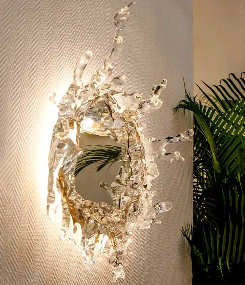 Wandlamp Spiegel met Golvend Watereffect Glas Goud Zilver LED Verlichting Badkamer Slaapkamer Gang Modern | Sansoti