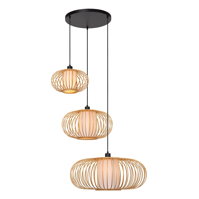 Pendelleuchte Thuline 3-flammig Bambus Natur 73x84,5cm